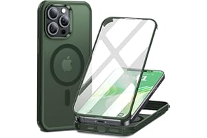 Shiiuou for iPhone 15 Pro Max Case Fits MagSafe 10FT Drop Resistant Matte Skin Feeling with Built-in 9H Tempered Glass Screen Protector Phone Case for iPhone 15 Pro Max, Green