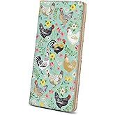 Immaturus Womens Wallet, Chickens Floral Slim Thin RFID Blocking Credit Card Wallets, Long Bifold PU Leather Card Holder Organizer, Cute Cash Clutch Billfold with Zipper Coin Pocket Ladies Girls Gift