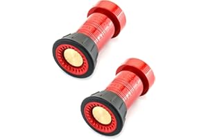 QWORK Fire Hose Nozzle, 1-1/2" Heavy Duty NPSH/NPT Thermoplastic Constant Flow Fog Nozzle, Fire Equipment, 2 Pack