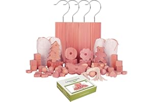 Langxinese Delux Value 72 Pk Cedar Blocks for Clothes Storage, Rings, Hangers, Trees, Bears Balls, Sachets, Loves, Cubes, Butterflies, Closets Essencials