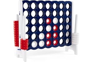 COSTWAY Giant 4-in-a-Row Game Set, Jumbo 4-to-Score for Kids and Adults with 42 Jumbo Rings & Quick-Release Slider, Indoor Ou