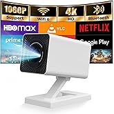 [Built-in Apps & 2026 Upgraded] Mini Projector｜Portable Projector 1080P/4K Support｜Smart Projector with Auto Keystone Correction｜Home/Movie Projector for Phone/TV Stick/Laptop