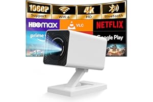 MAYPUG Mini Projector, 4K Portable Video Projector with WiFi6 & Bluetooth 5.4, 150 ANSI Lumen, Automatic Vertical Correction, 130'' Screen Home Cinema Smart Projector for Phone, PC, Laptop, HDMI, USB