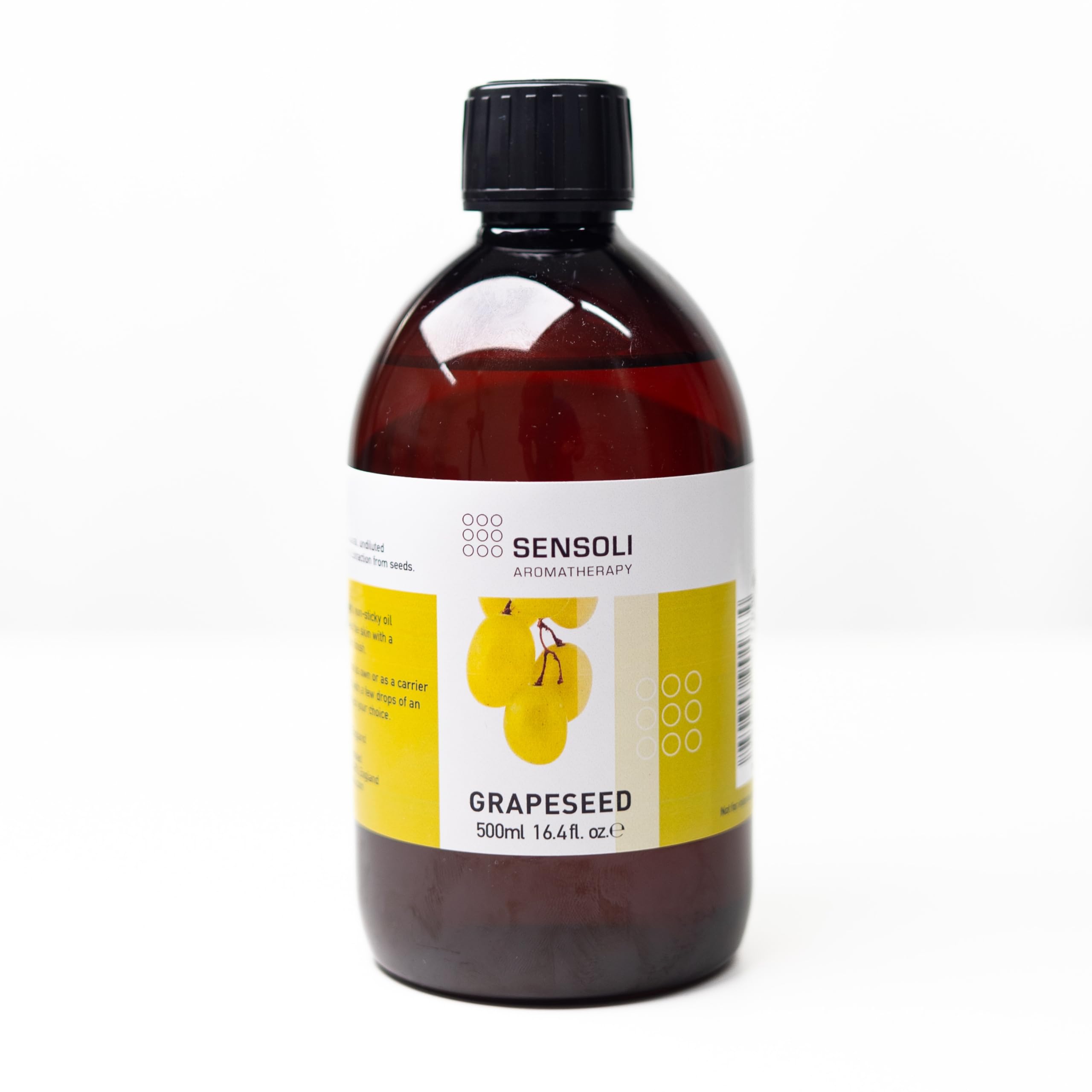 SENSOLI Grapeseed Oil 500ml - 100% Pure Carrier Oil - Lightweight Natural Oil for Skin, Hair, Massage & DIY Cosmetics