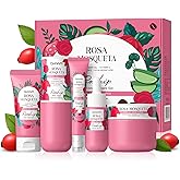 QUIYUM Skin Care Set, Rosehip & Vit-E Skincare Kits 5PCS- Restore Skin Elasticity, Refine Texture, Even Tone, Moisturizing, for All Skin Types, Valentine's Day Birthday Gift, Suitable for Cold Regions