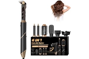YITRUST 6 in 1 Hair Dryer Brush, Detachable Blow Dryer Brush Hair Dryer with Diffuser, Air Curler Air Styler Volumizer, Hot Air Brush Styler Hair Straightener Brush, Hair Styling Tool Set