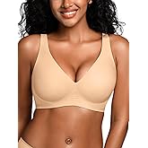 Wireless Bras for Small Breasted Women - S-L Deep-V Jelly Seamless Bralette, Comfortable Padded T-Shirt Bra No Underwire