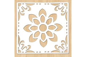 LEYHOONEY 2PCS 12 x 12 Inches Large Stencils for Painting Floors, Walls, Patio, Ceramic Tiles, Wood, Reusable Large Mandala Stencil for Concrete Floor, Sunflower Pattern Stencils