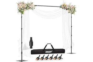 EMART Heavy Duty Backdrop Stand,Adjustable Background Support Kit with Flat Steel Base, Photo with 6 Clamps and Portable Bag 