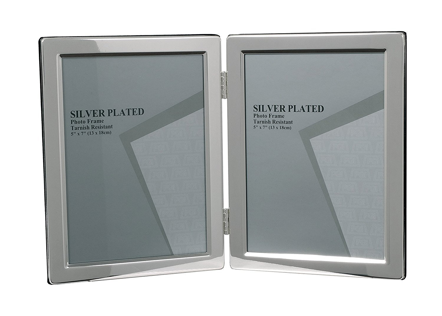 Double Silver Picture Photo Frame 5" x 7" Narrow Edge (Portrait)