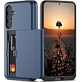 Nvollnoe for Samsung S24 Case with Card Holder Dual Layer Heavy Duty Protective Case Hidden Card Slot Slim Wallet Case for Samsung S24 6.1''(Blue)