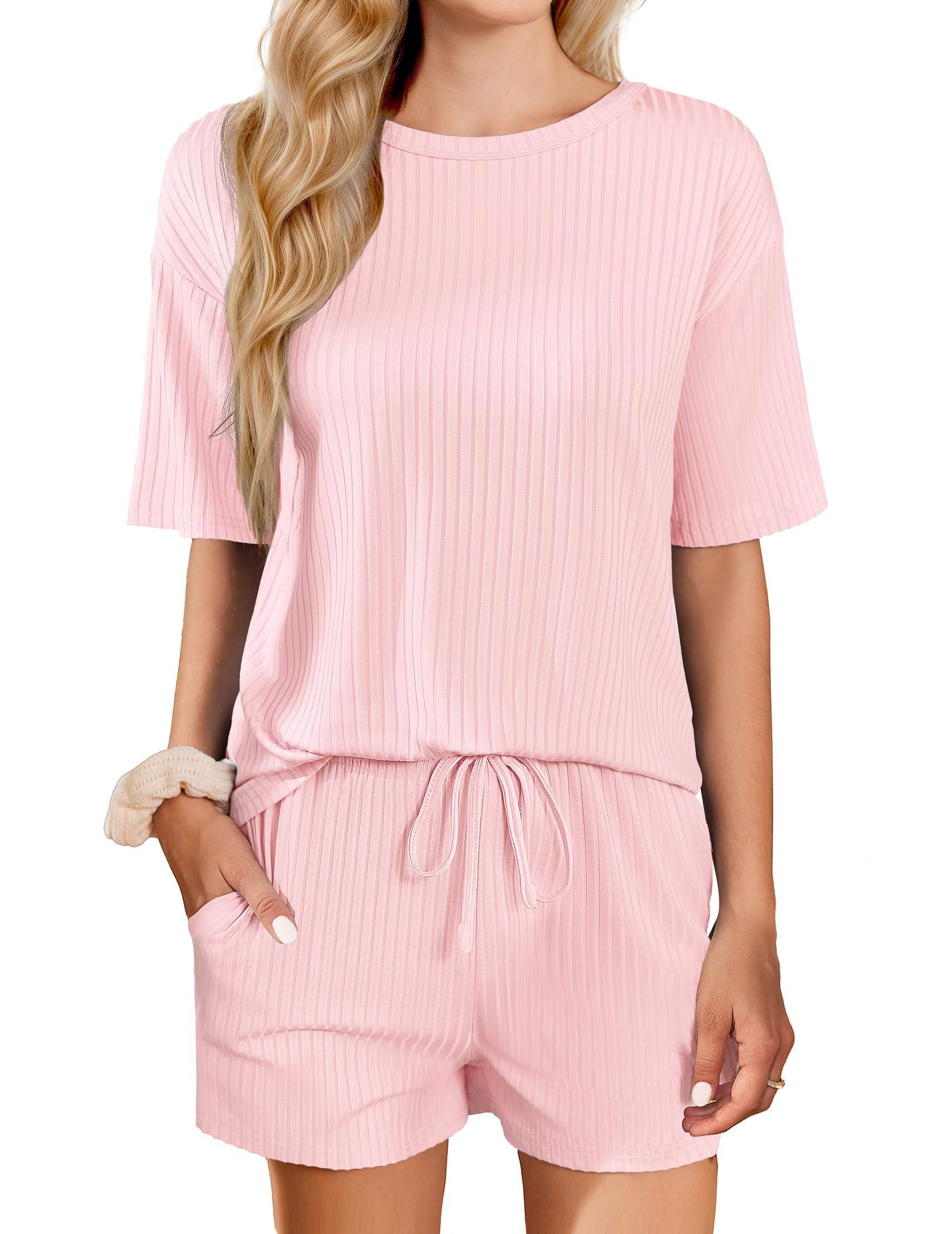 Photo 1 of ***MISSING PARTS***
Ekouaer Short Sleeve Pajamas Set Ribbed Knit Lounge Sets for Women Pjs Shorts Set Two Piece Shorts Outfits Set Light Pink M