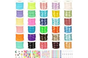 KAMJUNTAR Lanyard String Kit, 30 Rolls Gimp String Plastic Lacing Cord 6 Plastic String Lanyard Kit for Friendship Bracelets Jewelry Making DIY Craft Boondoggle Gimp Bracelet Making Kit