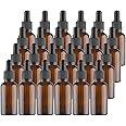 Kingrol 24 Pack Amber Glass Bottles with Glass Eye Dropper, 1 oz Dropper Bottles for Essential Oils, Perfumes, Aromatherapy