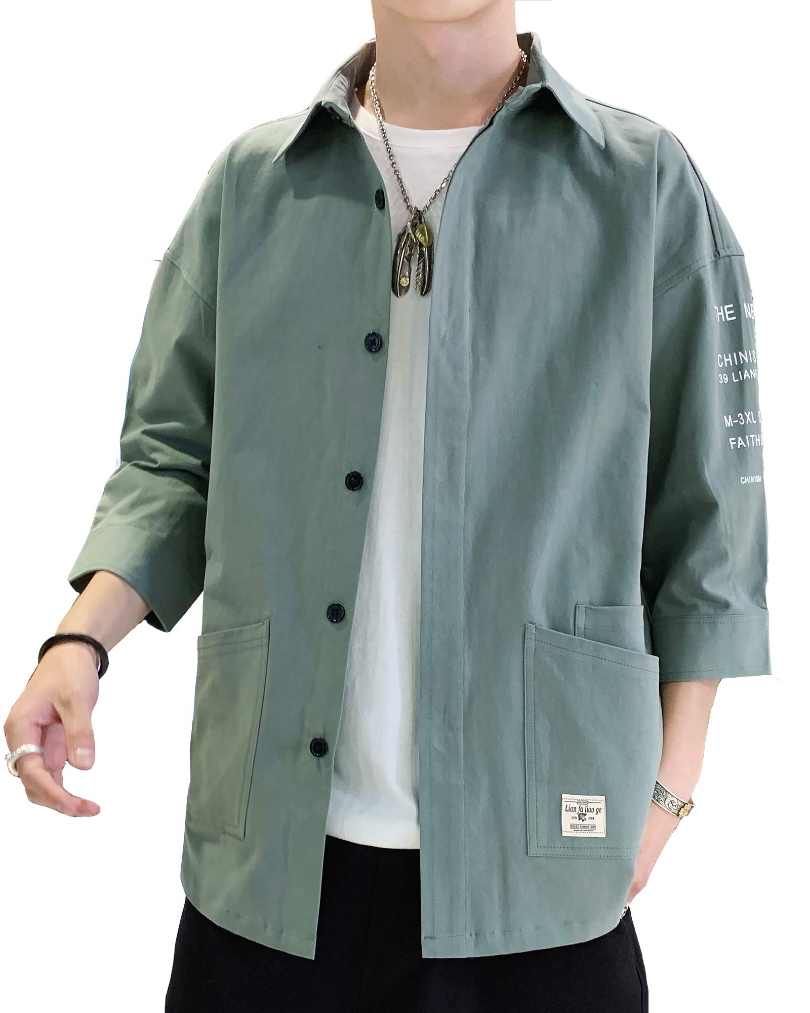 Men's 3/4 Sleeves Shirt, Sweat Absorbent, Quick-Drying, Breathable, Sweat Stain Resistant, Comfortable, Light, Soft, Cool, Stylish, Casual, Simple, Suitable for All Seasons