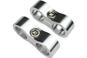 AFATEBOX Billet Aluminum 6 AN Nylon/Steel Braided Pipe Tube Line Separator 13.5mm ID Clamp Tooling For AN6 Dual Oil Fuel Water Hose Silver, Pack of 2