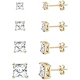 MILACOLATO Cubic Zirconia Stud Earrings for Women Men | 18K Gold Plated Hypoallergenic Sterling Silver Post Earrings | Big Brilliant Simulated Diamond CZ Halo Stud Earrings for Sensitive Ears