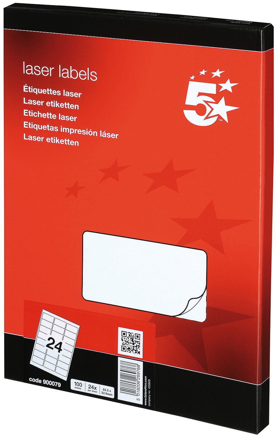 5 Star Addressing Labels Laser 24 per Sheet 64x34mm White [2400 Labels]