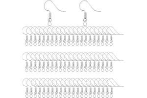 Bylion 400 Pieces Stainless Steel Earring Hooks, Fish Hooks, French Wire Hooks, Coil and Ball Style Nickel-Free Ear Wires for Jewelry Making, Silver