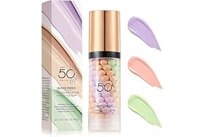 SULILY 3 In 1 Primer for Face Before Makeup,SPF 50 PA++,Sunscreen Isolation Cream,One Step Color Corrector Primer,Blurs Facial Serum Oil Control &Moisturizing Skin Tone Correcting,Tinted Moisturizer with Spf