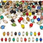 HOBBIESAY 100Pcs Crystal Cube Charms Glass Cube Charm Faceted Beads Pendant with Gold Flower Bead Cap Random Color for DIY Bracelets Earring Necklace Jewelry Making