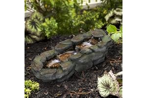 watnature Modern Floor-Standing Waterfall Fountain - 29" L x 13" W x 9.4" H Cascading Water Feature with LED Lights for Garden, Patio, Backyard, 5-Tier Waterfall Stream Indoor/Outdoor Garden Fountain