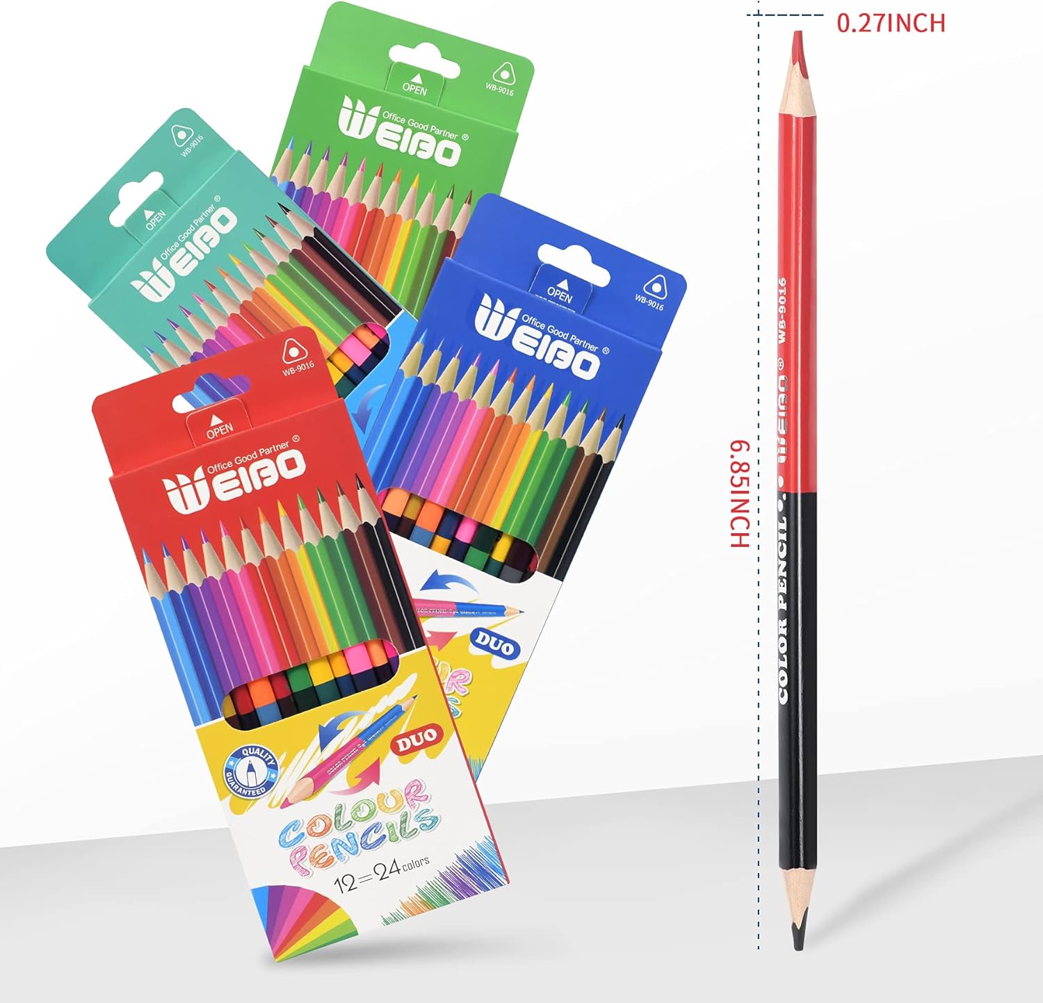 Weibo Coloured Pencils 12 pcs Art Drawing Set Perfect for Adults Children Colouring Books with Vibrant Colors by Sketching Drawing Painting Writing (Double Color 12pcs Pencils-24 Colors) (24color) : Office Products