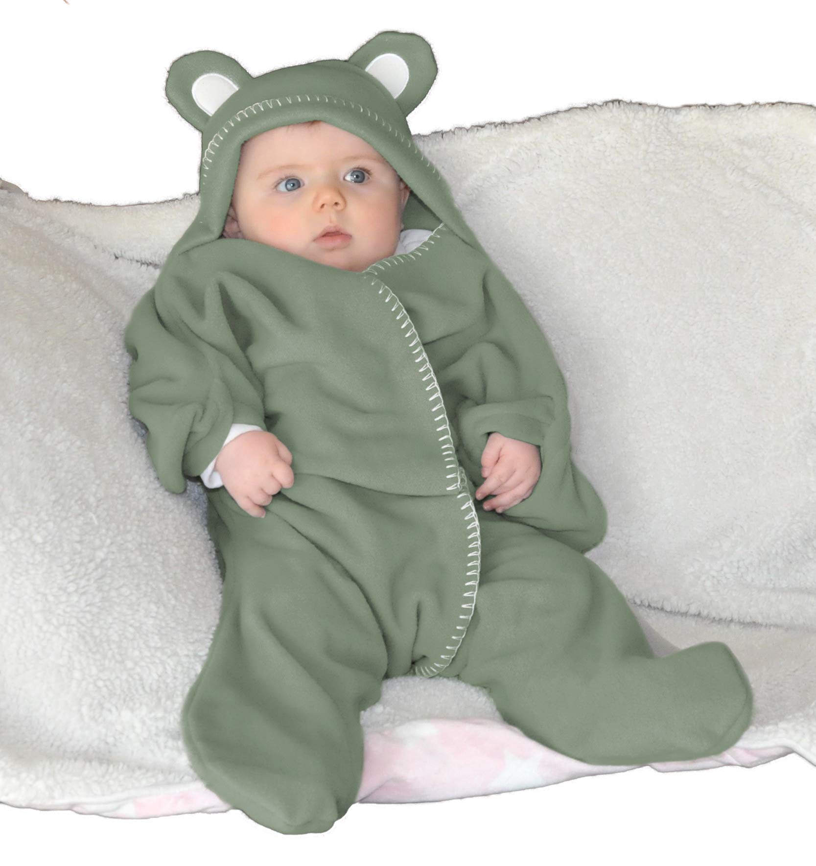 Baby Wrap blanket in Luxury Gift Box by BABY BLISS Star Wrap Fleece for Newborns Infants and Toddlers 2 – 12 Month’s Boy Girl Super Soft Great for Travel Strollers and Car Seats (Sage)