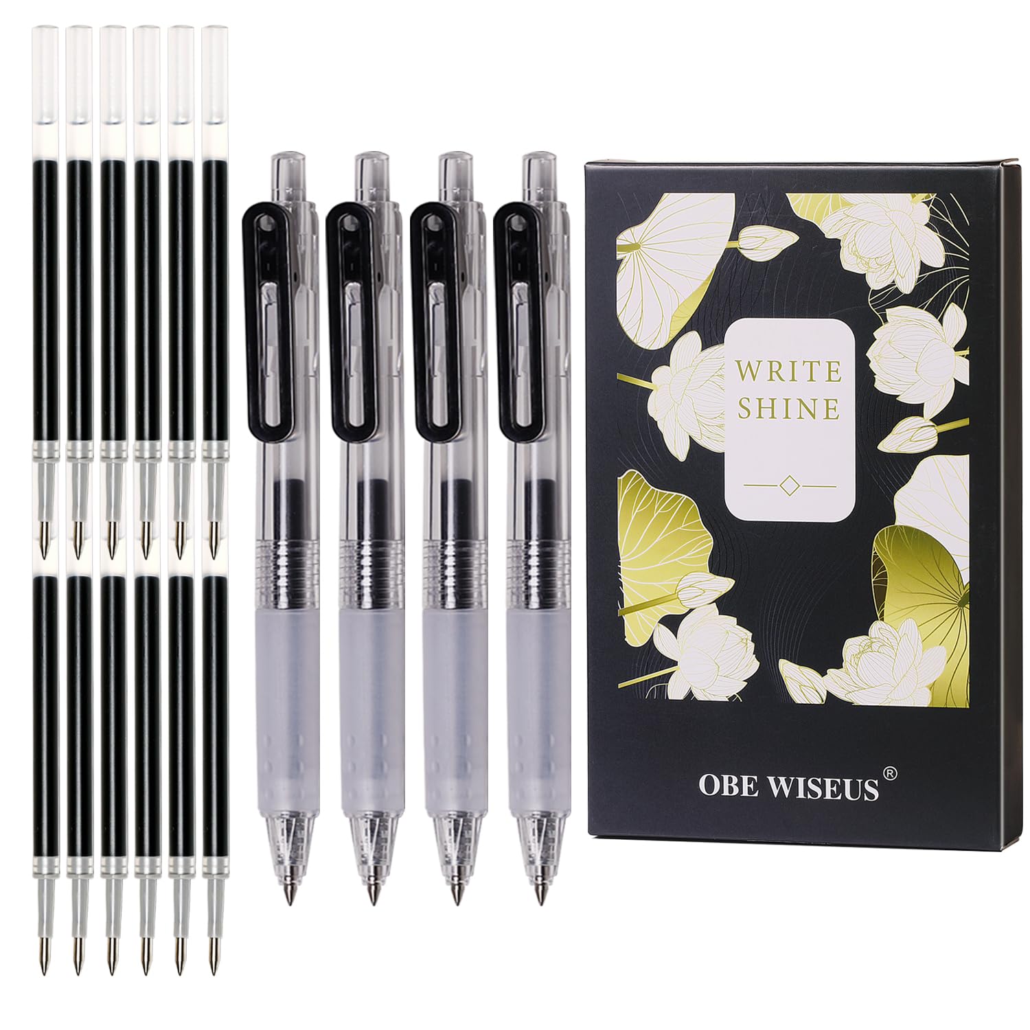 Photo 1 of OBE WISEUS Ultra Fine Point 0.38mm Smooth Writing Pens & Refills Set,Gel Roller Retractable Pen with Replaceable Refills for Medical & Nursing Work,Students & Teachers,16 Counts