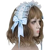 RED-SHYN Ruffled Lace Headband Crisscross Ribbon Bow Hairband Party Cosplay Hair Accessories for Women Girls Hair Accessories Blue
