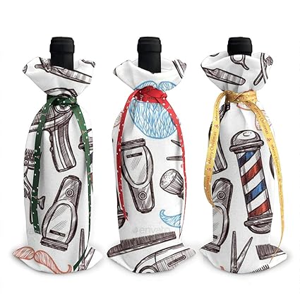  Yfigoid Barber Shop Christmas 3pcs Wine Bottle