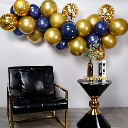 Partywoo Navy Blue Gold Balloons 35 Pcs 12 In Navy Blue Balloons
