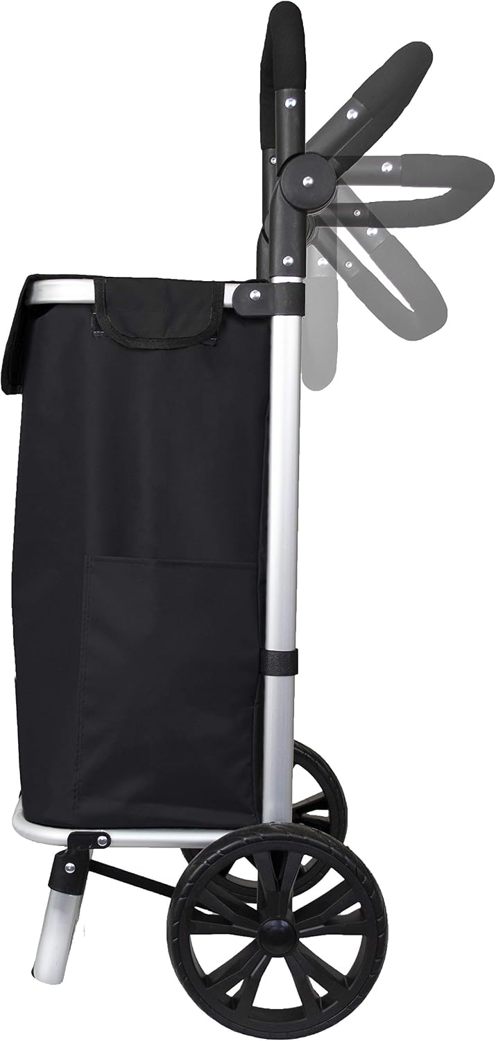Aluminium Frame Shopping Trolley (Black with Adjustable Handle) - Image 5