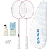 MBFISH Badminton Racket Set with 2 Carbon Fiber
