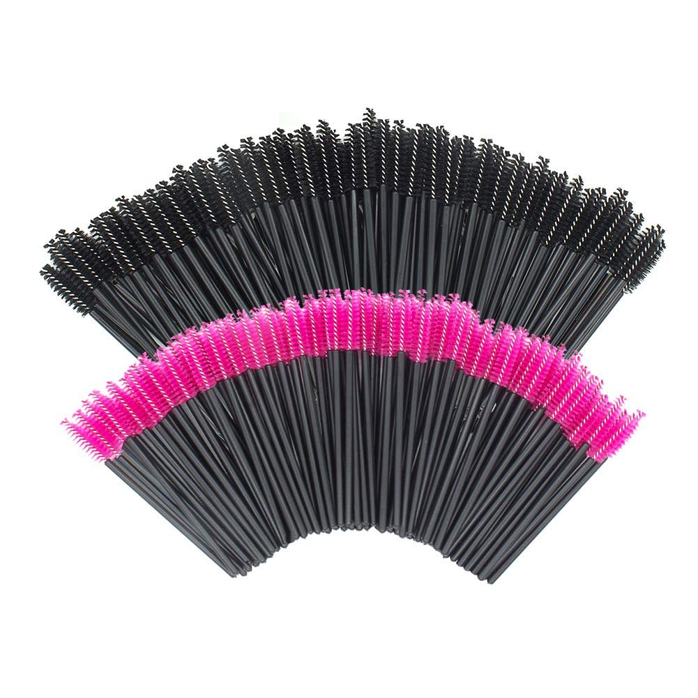 GoWorth 200 PCS Disposable Eyelash Mascara Brushes Makeup Brush Wands Applicator Makeup Kits(Rose Red & Black): Beauty