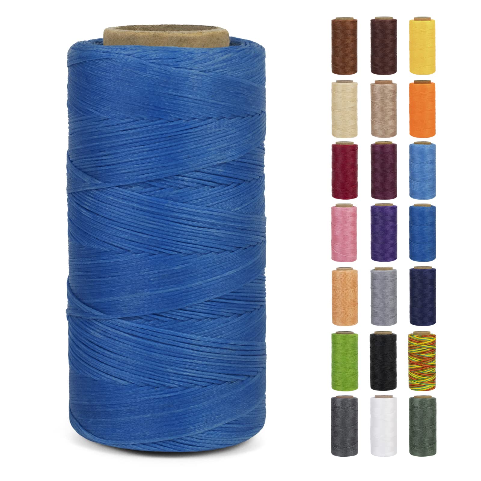 LEREATI Waxed Thread, 284 Yards 150D 0.8mm Leather Sewing Thread Flat Waxed Cord, Leather Repair Weave String for Leather Stitching Sewing, Bookbinding, Bracelets, DIY Crafts (Light Blue)