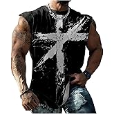 Sleeveless Gym Shirt Men Punk Rock Graphic Men's Workout Tank Top Crew Neck Biker Shirts for Men Muscle Shirts for Men