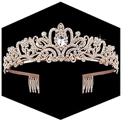 Rose Gold Crown for Women Crystal Princess Tiaras