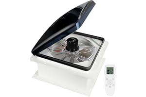 LITBM Remote Control RV Roof Vent Fan, 12V 14" Super Quiet RV Roof Fan with Rain Sensor, 10-Speed, Reversible