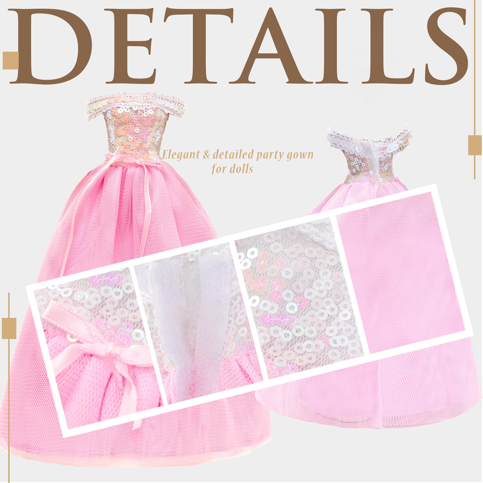 15 Pieces 11.5 Inch Girl Dolls Fashion Pack 6 Set Doll Clothes Include Chic Suits Party Gown Sequin Outfit Stylish Dress 6 Pairs of Shoes 3 Accessories for Girl Dolls Clothing(NO Doll)