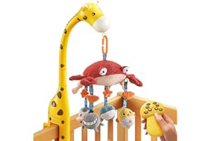 TUMAMA KIDS TUMAMA Baby Crib Mobile,3 in 1 Crib Toys with Remote Control,Projection Night Light, Music and White Noise, Mute Spin Motor Nursery Sensory Toys for Infant 0 3 6 9 Month Newborn Xmas Gift