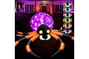 ZUKAKII 12Ft Giant Halloween Inflatables Spider Built-in 7-Color-Shifting Eyes & 3-Effect-Flashing Belly, Large Halloween Decorations Outdoor Huge Blow Up Yard Decorations Blowups for Holiday- 1PCS（Orange