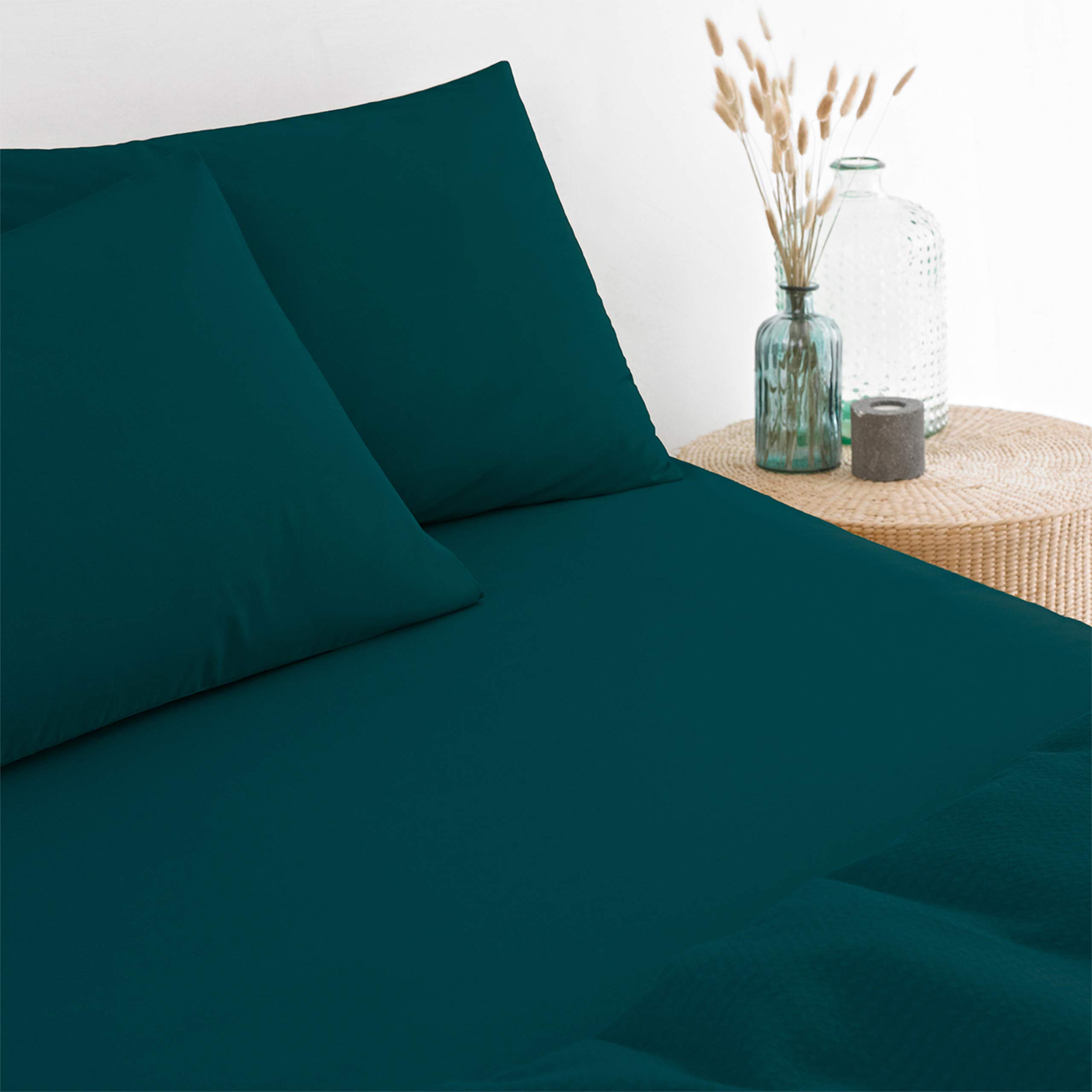 The Linen Yard 250 Thread Count Fitted Sheet, Teal, Super King