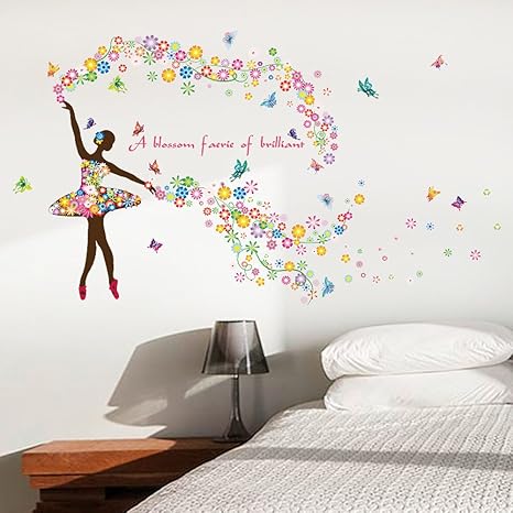 Wallpark Romantisch Bunt Blume Fee Ballett Tanzer Ballerina Schmetterling Abnehmbare Wandsticker Wandtattoo Wohnzimmer Schlafzimmer Haus Dekoration Klebstoff Diy Kunst Wandaufkleber Amazon De Kuche Haushalt