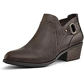 mysoft Women's Side Zipper Ankle Boots Low Stacked Heel Chunky Booties Comfortable Round Toe shoes