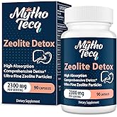 MythoTecq 2300 MG Zeolite Detox Capsules - Activated Charcoal & Bentonite Clay, Highly Absorbable Full Body, Liver & Gut Cleanse, Zeolite Clinoptilolite（90 Capsules）
