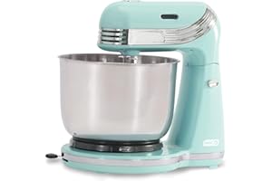 Dash Stand Mixer (Electric Mixer for Everyday Use): 6 Speed Stand Mixer with 3 Quart Stainless Steel Mixing Bowl, Dough Hooks