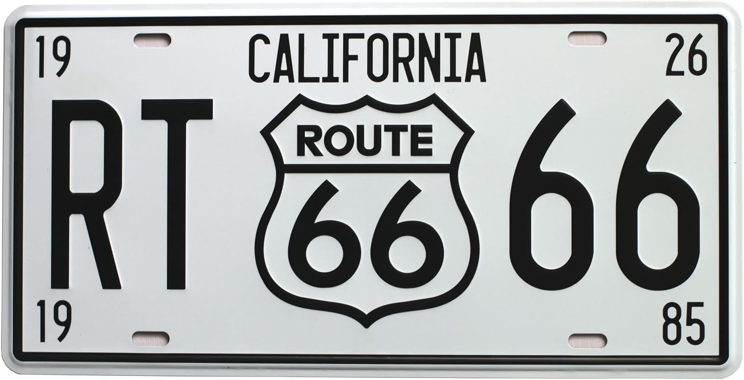 ARTCLUB California Route RT 66, Metal Plaque Tin Sign, Auto License Plate Embossed Tag Garage Home Wall Decor