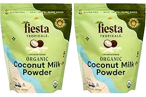 Fiesta Tropicalé Organic Coconut Milk Powder, Unsweetened, Plant Based Organic Milk, Non Dairy, Gluten Free Powdered Milk for Healthy Coffee Creamer, Smoothies, Baking, Cooking and Drinks, 16 Oz, Value Pack of 2