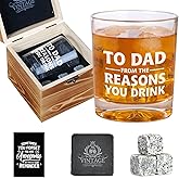 Ithmahco Gifts For Dad, To Dad From The Reasons You Drink Glass, Whiskey Set Gifts For Men, Gift For Father Who Wants Nothing, Father Christmas Gift From Daughter Son
